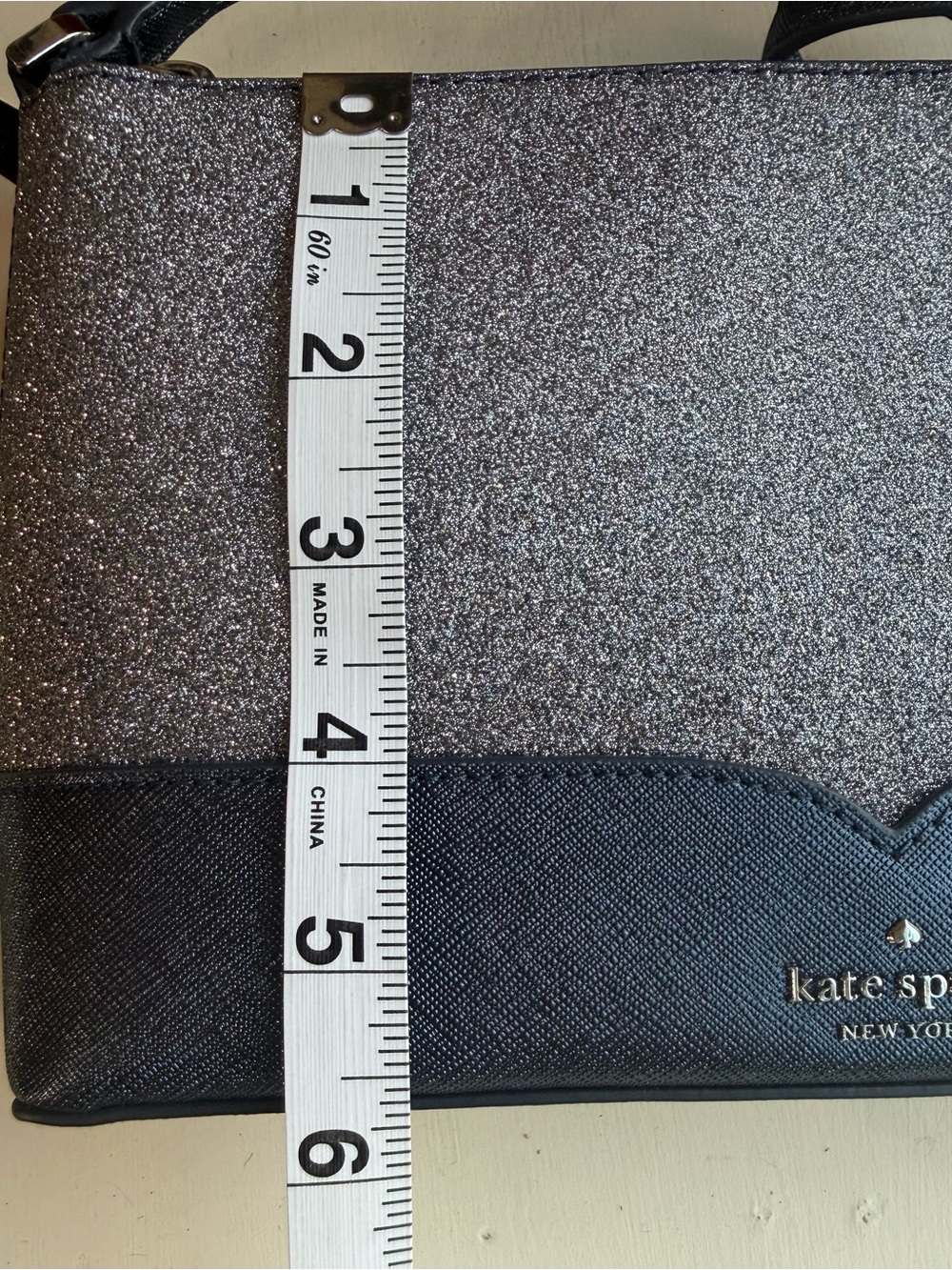 kate spade New York Silver Glitter and Black Two-Tone Crossbody New without Tag - Picture 9 of 10